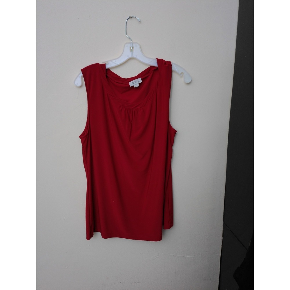 Tahari Arthur S Levine Sleeveless Top Womens Red Blouse Size XL Pullover